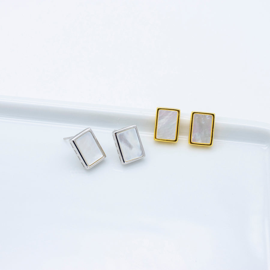 'Dixie' mother of pearl silver earrings studs made of 925 sterling silver