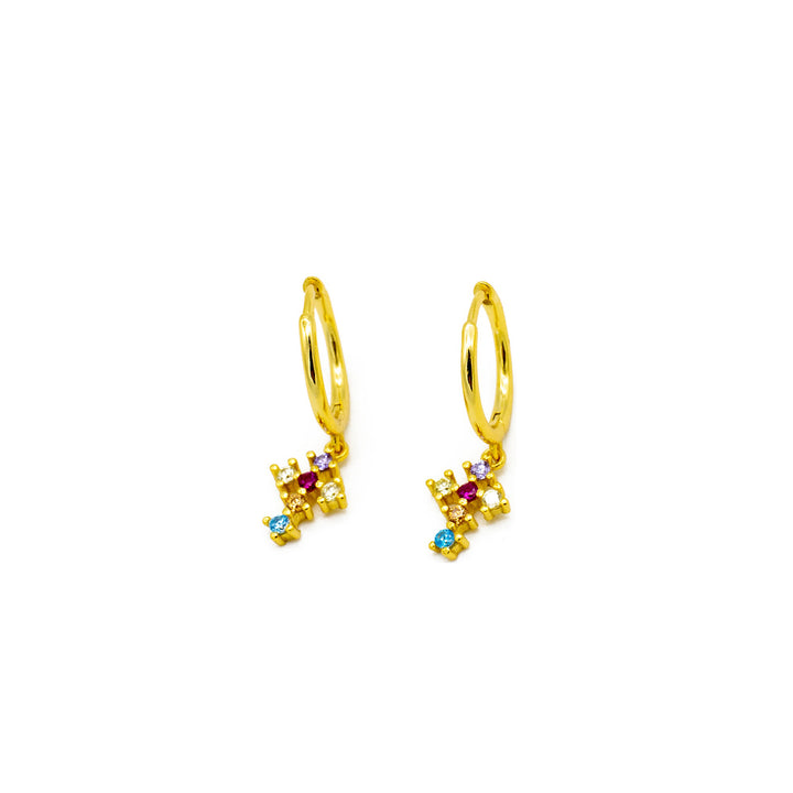 'Quinn' gold colored cross hoop earrings made of 925 sterling silver