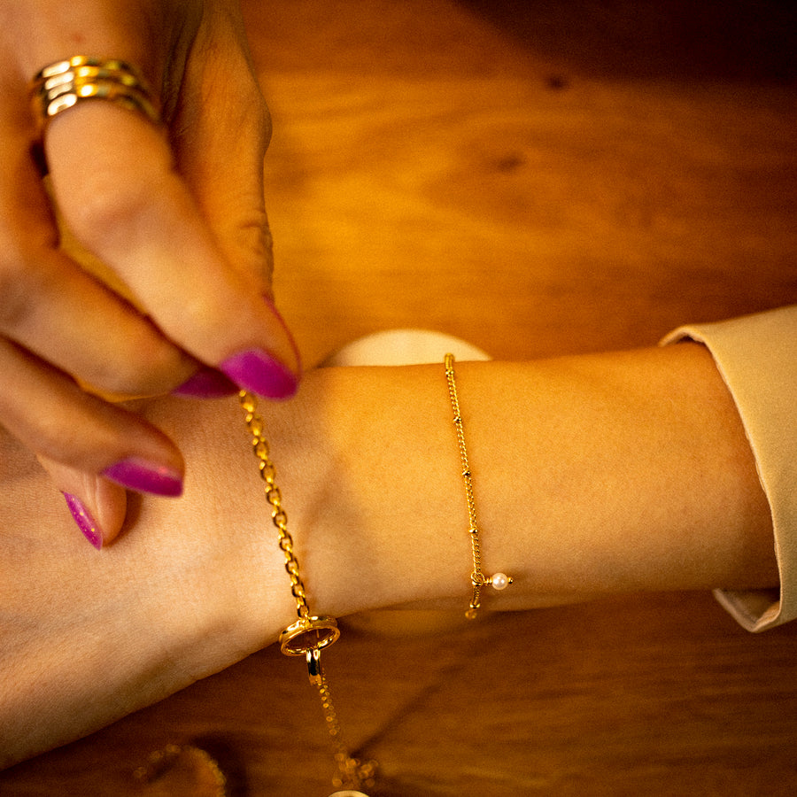 'Anahi' gold bracelet with beads made of 925 sterling silver