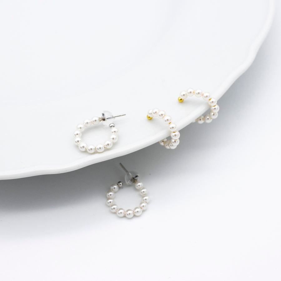 'Harper' silver beaded earrings Hoops made of 925 sterling silver