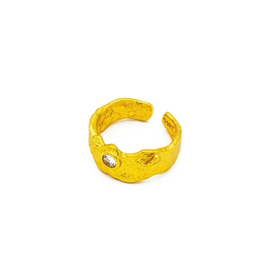 'Outjo' gold open ring zirconia made of 925 sterling silver