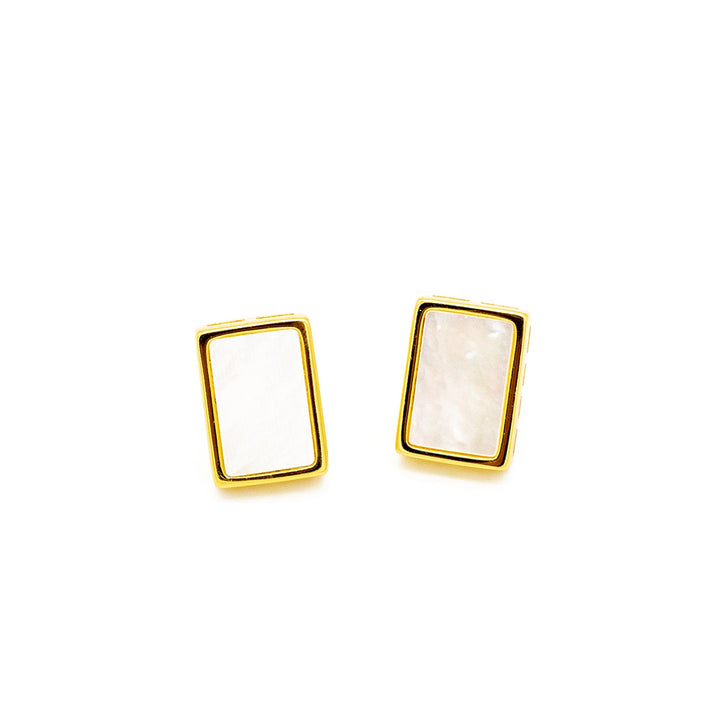 'Dixie' mother of pearl gold earrings studs made of 925 sterling silver