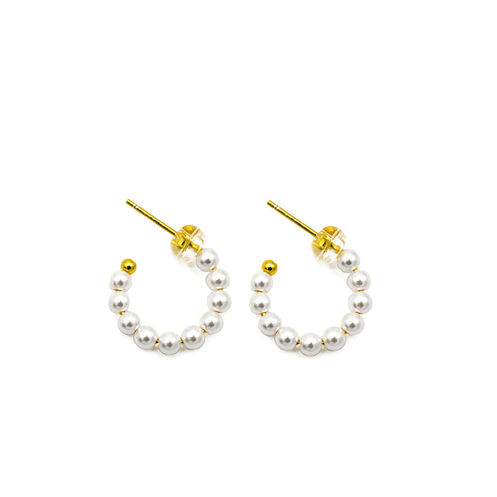 'Harper' gold pearl earrings hoops made of 925 sterling silver