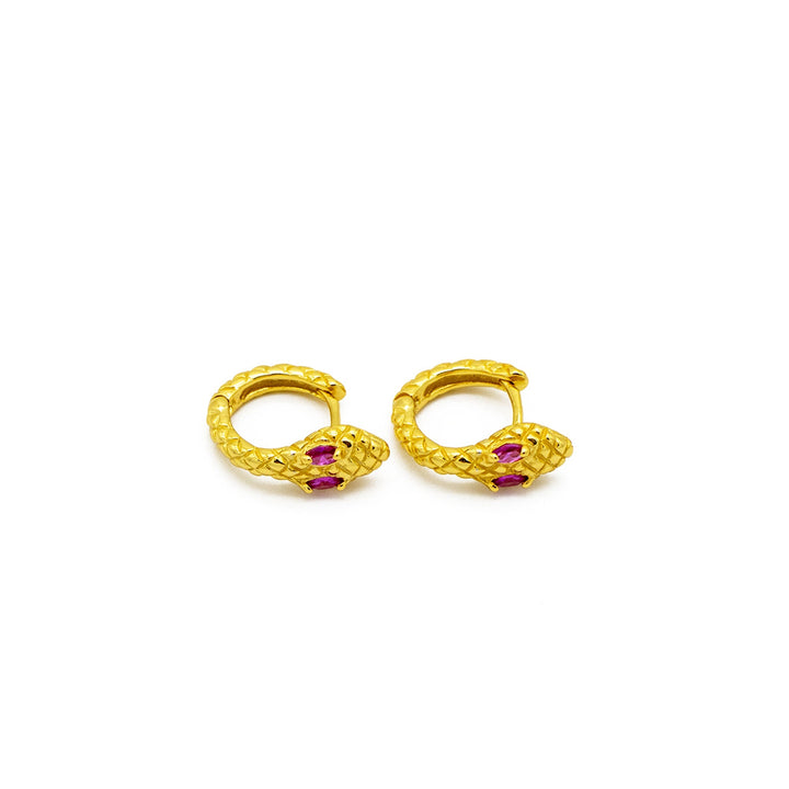 'Mazenga' gold snake hoop earrings in sterling silver