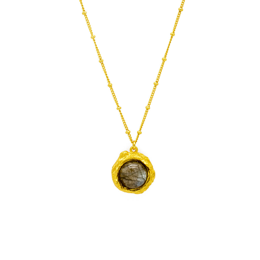 'Evie' gold necklace with labradorite pendant made of 925 sterling silver