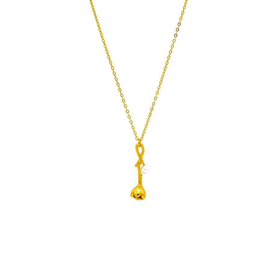 'Dubulu' gold necklace with flower bud made of 925 sterling silver