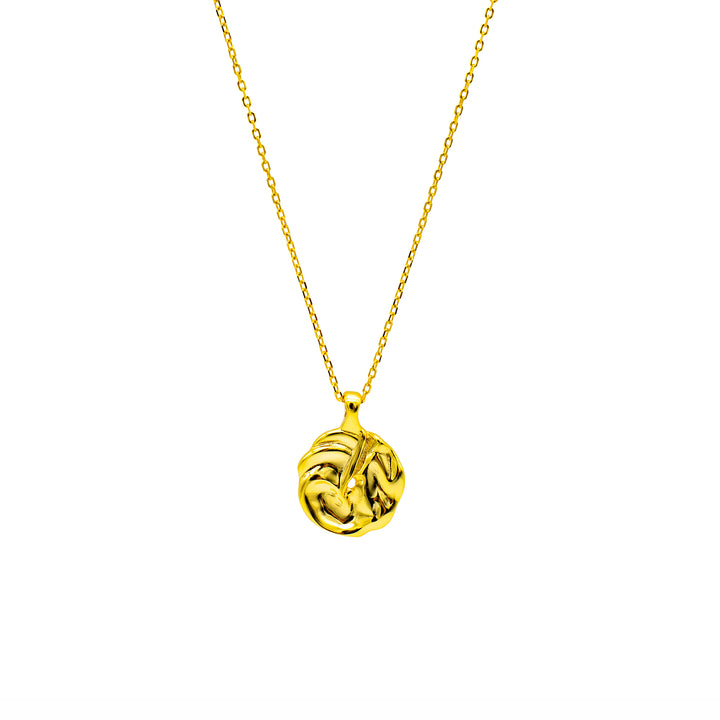 'Fatima' gold necklace with leaf pendant made of 925 sterling silver