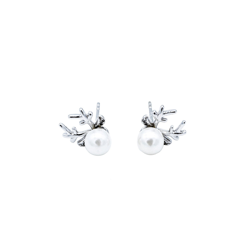 'Kuhmo' silver ear studs with Christmas motif made of 925 silver