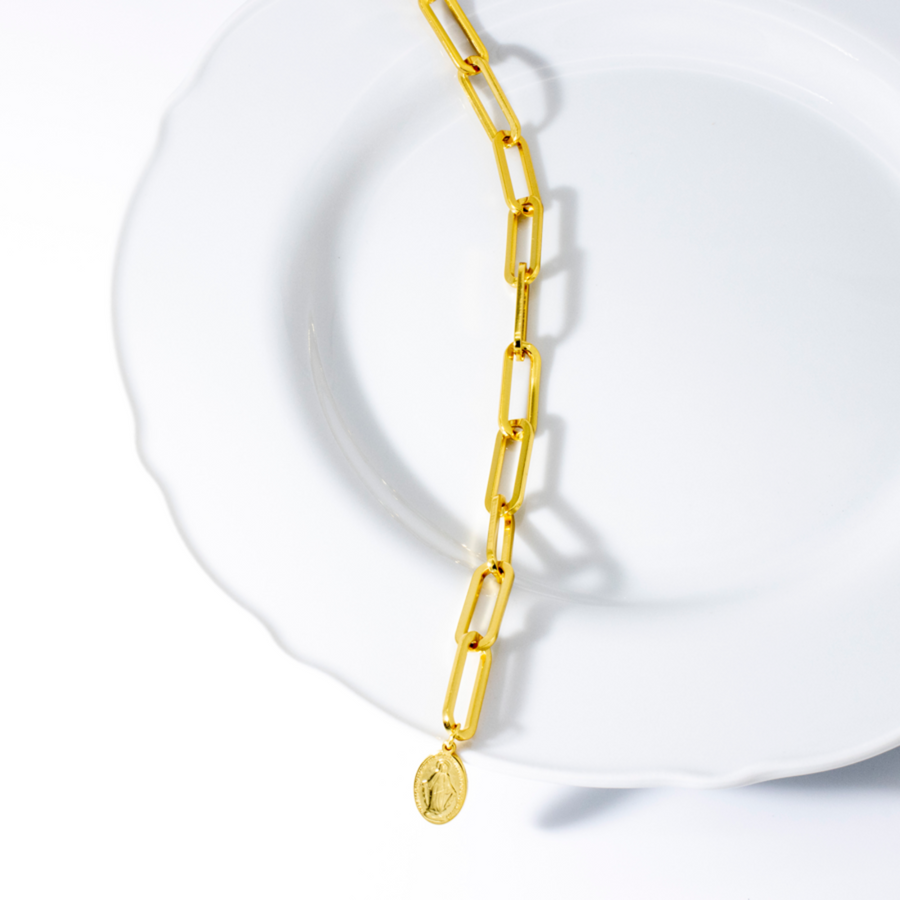 'Agaue' gold bracelet with 925 sterling silver pendant