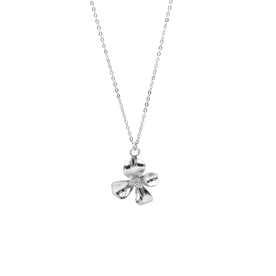 'Eupheme' silver necklace with flower pendant made of 925 sterling silver