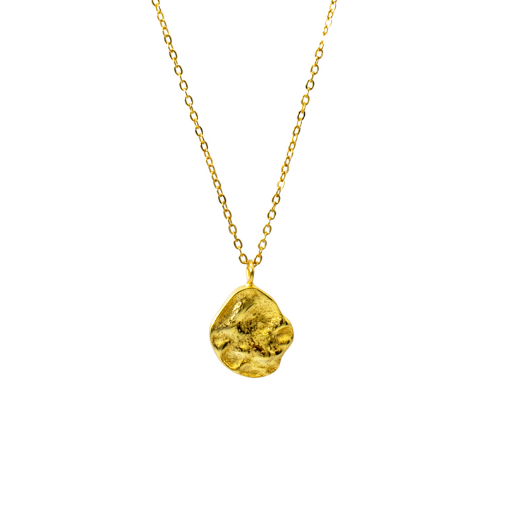 'Zion' gold cable chain with nugget pendant made of 925 sterling silver