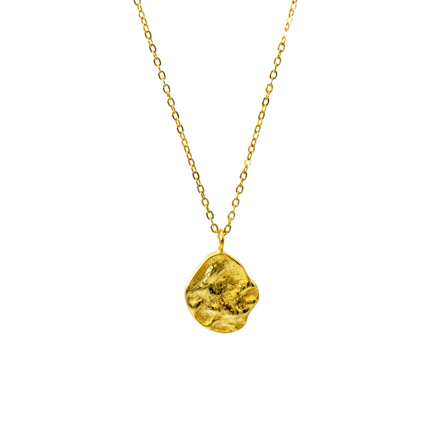 'Zion' gold cable chain with nugget pendant made of 925 sterling silver