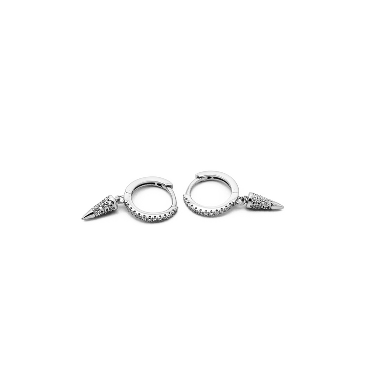 'Carmen' silver hoop earrings with cone pendant made of 925 sterling silver