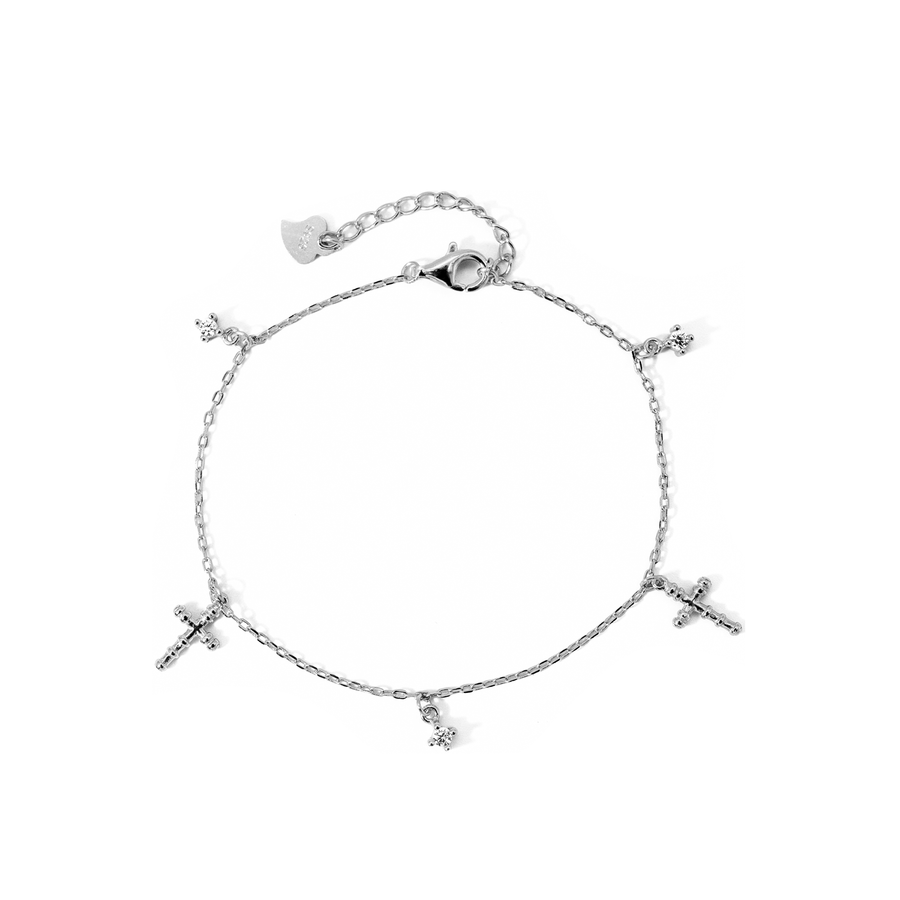 SEBASTIANE Silber Armband mit Kreuz & Zirkon