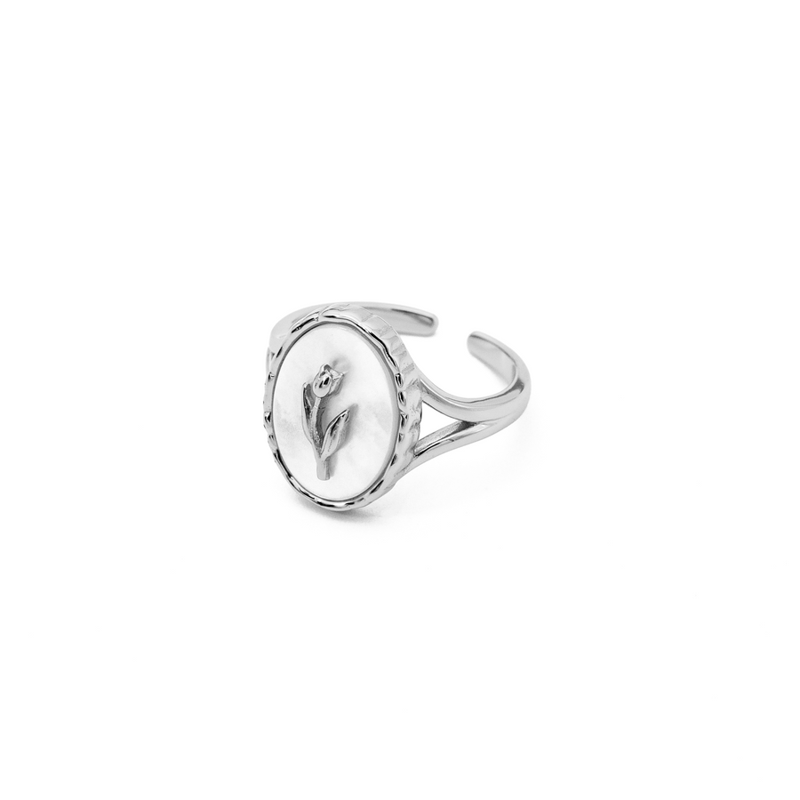 'Bulwer' silver tulip open ring in 925 sterling silver