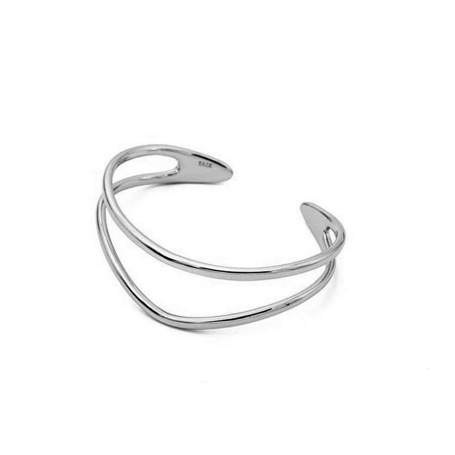 'Glannon' silver double row bangle made from 925 sterling silver