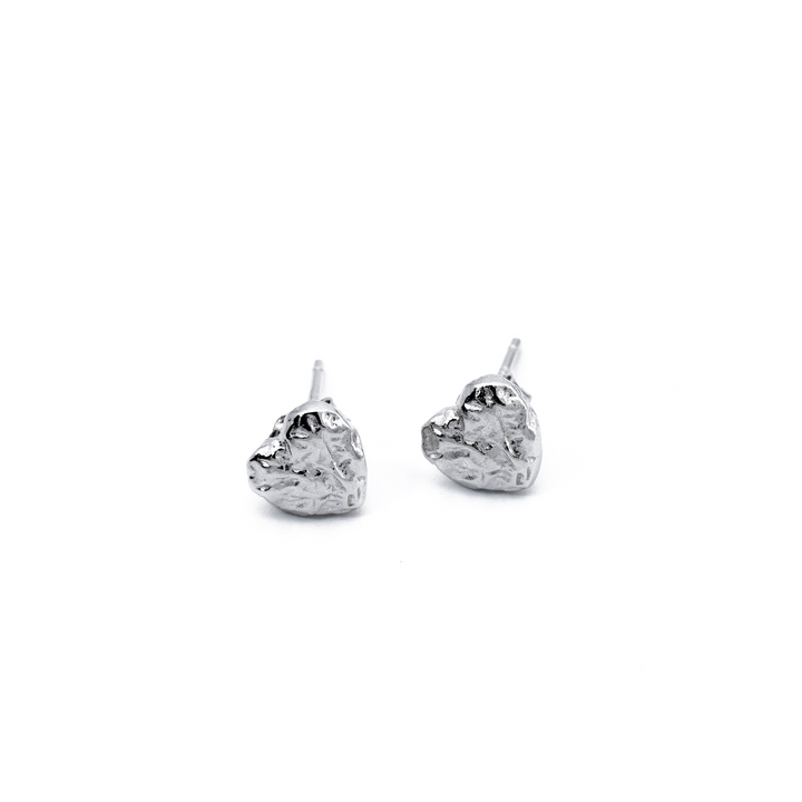 'Brynlee' silver heart shaped earrings studs made from 925 sterling silver