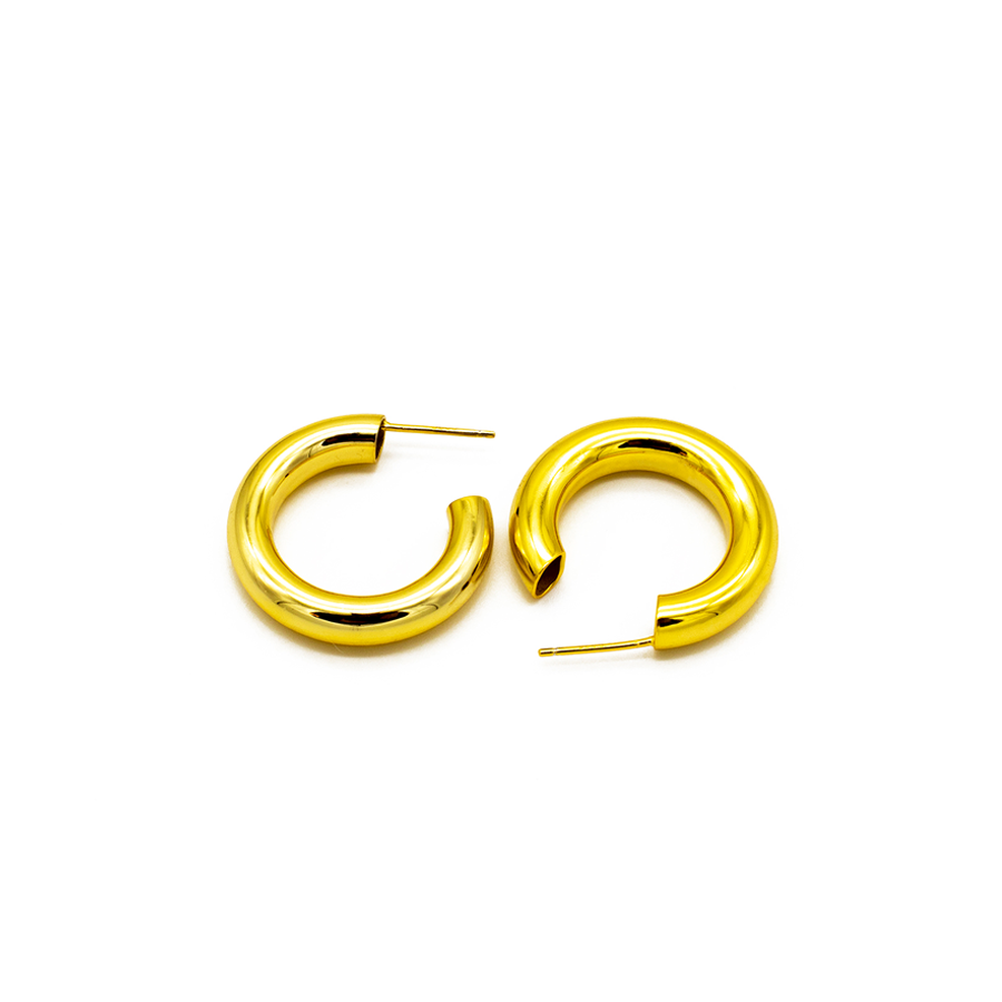 'Neptunus' gold large earrings hoops made of 925 sterling silver