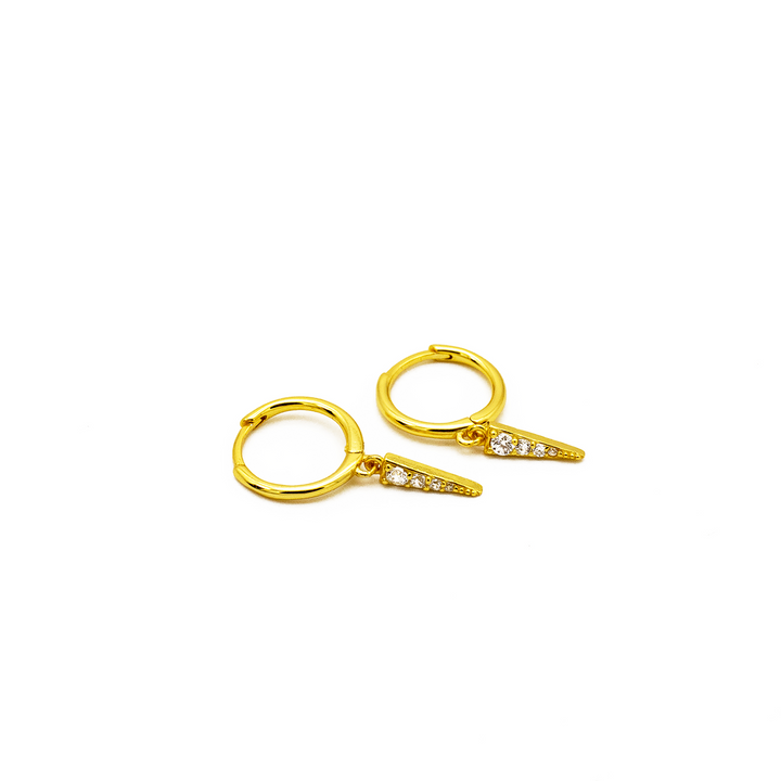 'Deino' gold hoop earrings with conical pendant made of 925 sterling silver