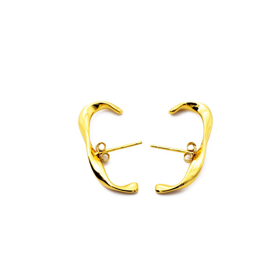 'Amanda' gold large ear studs hoops made of 925 sterling silver