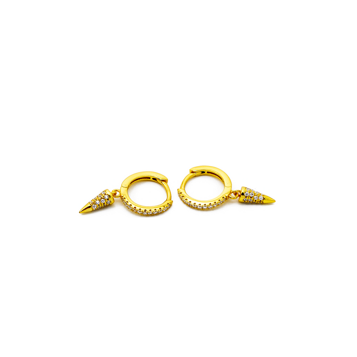 'Carmen' gold hoop earrings with cone pendant made of 925 sterling silver