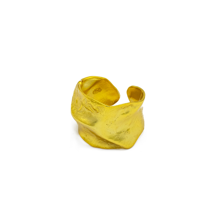 HARRIET S925 breite Bandring in Gold, organisch