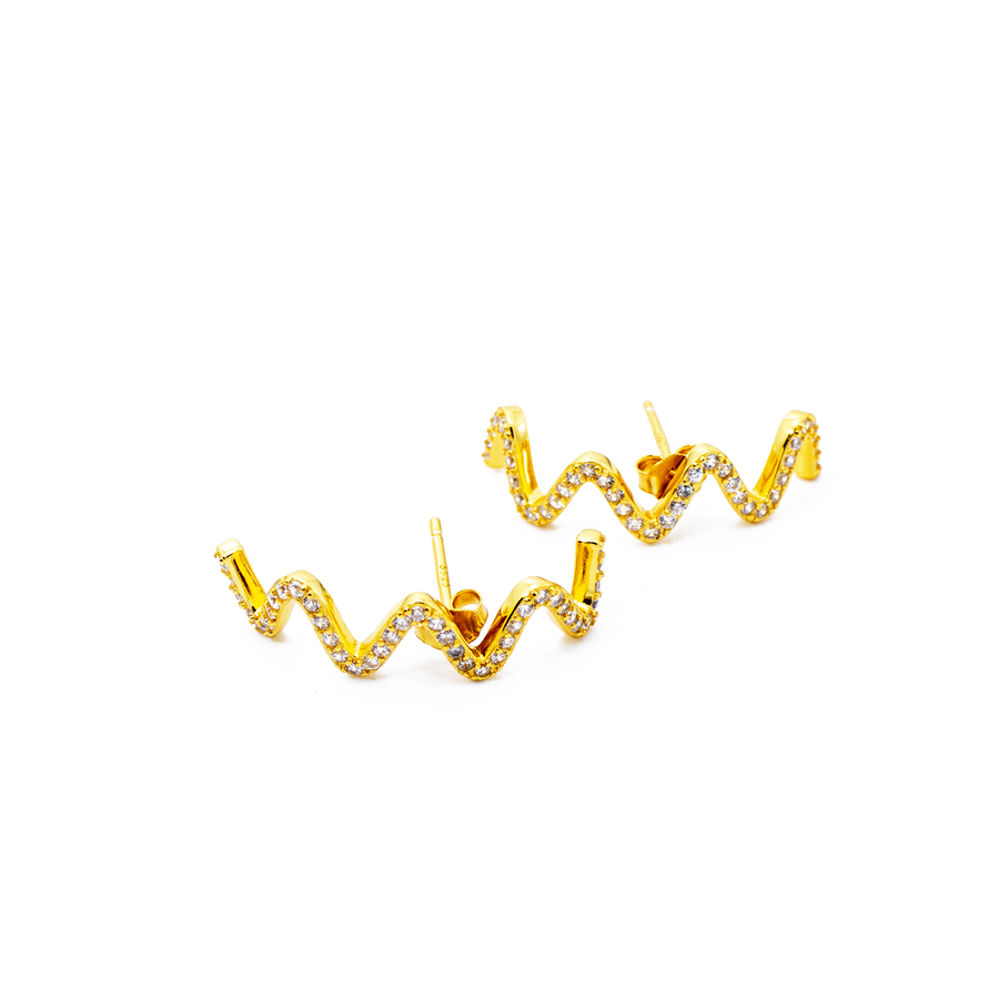 'Katie' gold ear climber earrings made of 925 sterling silver