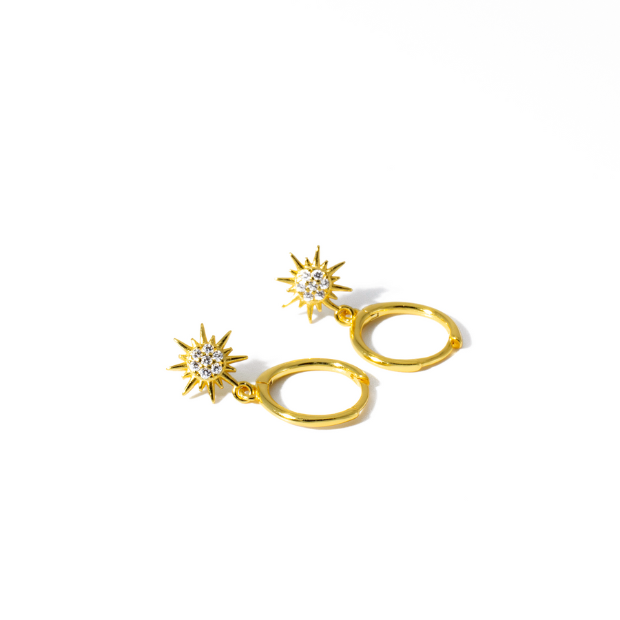 'Makenna' gold hoop earrings with pendant made of 925 sterling silver