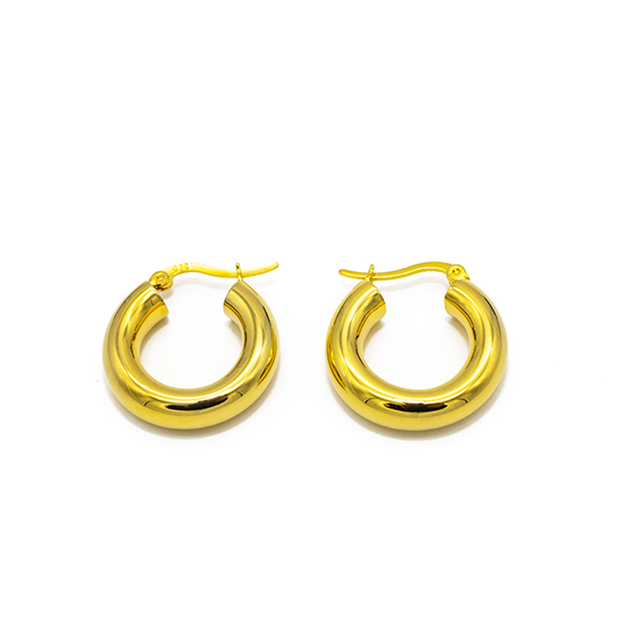 'Frederica' gold hoop earrings Hoops Huggies (L) made of 925 sterling silver