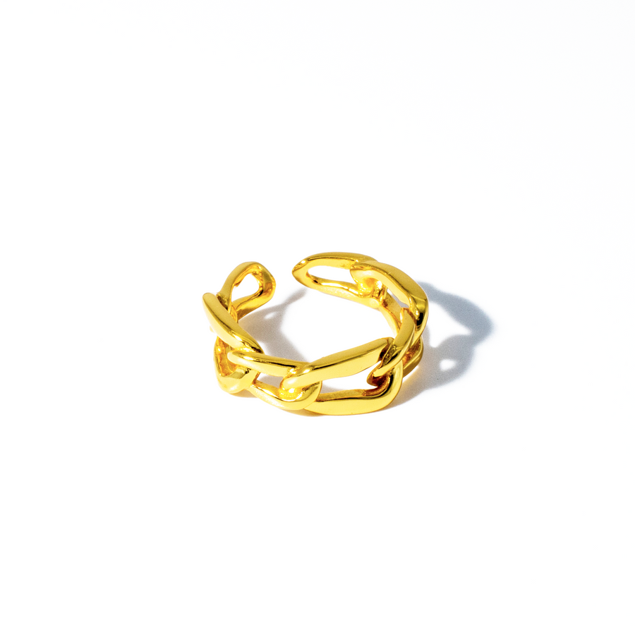 'Hannah' gold chain open ring made of 925 sterling silver