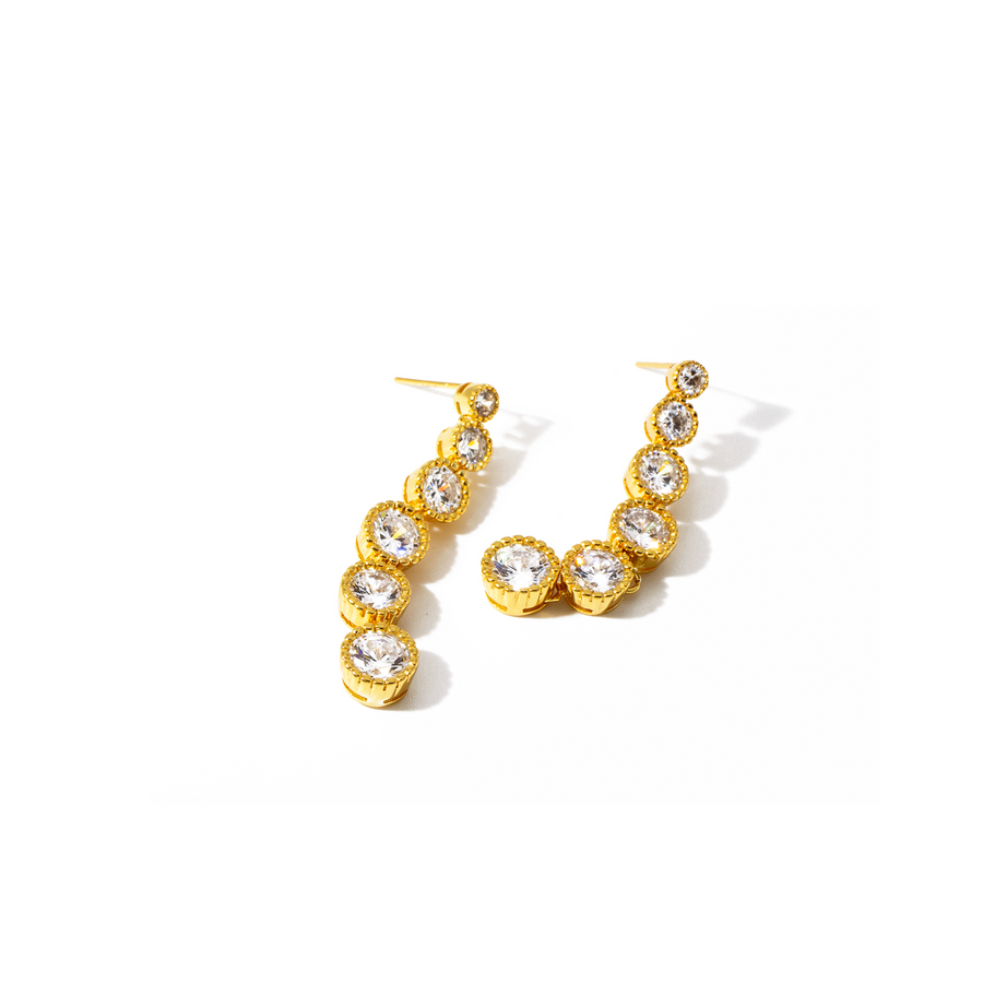 'Vivian' gold earrings with pendant made of 925 sterling silver