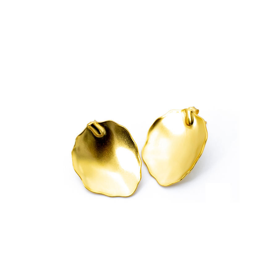 'Rhianna' gold leaf earrings studs made of 925 sterling silver