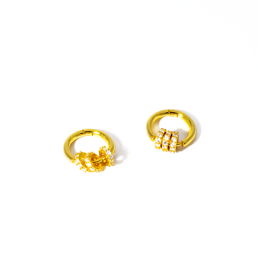 'Alejandra' gold hoop earrings huggies with 925 sterling silver trimmings