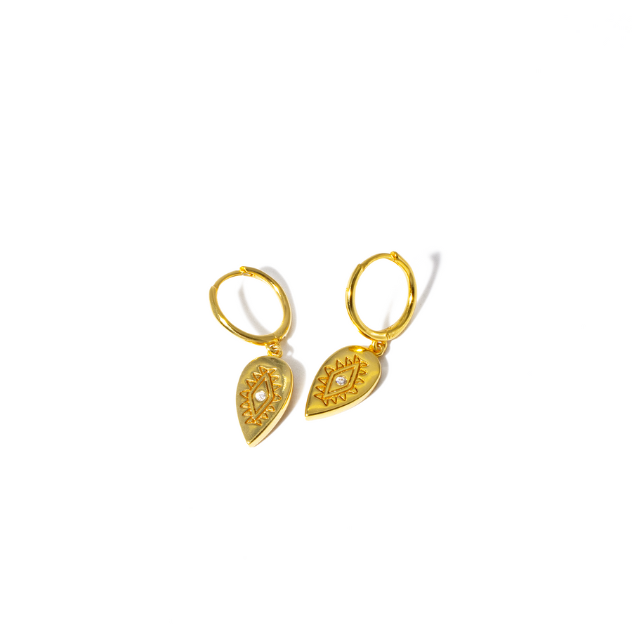 'Laylah' gold hoop earrings with 925 sterling silver pendant