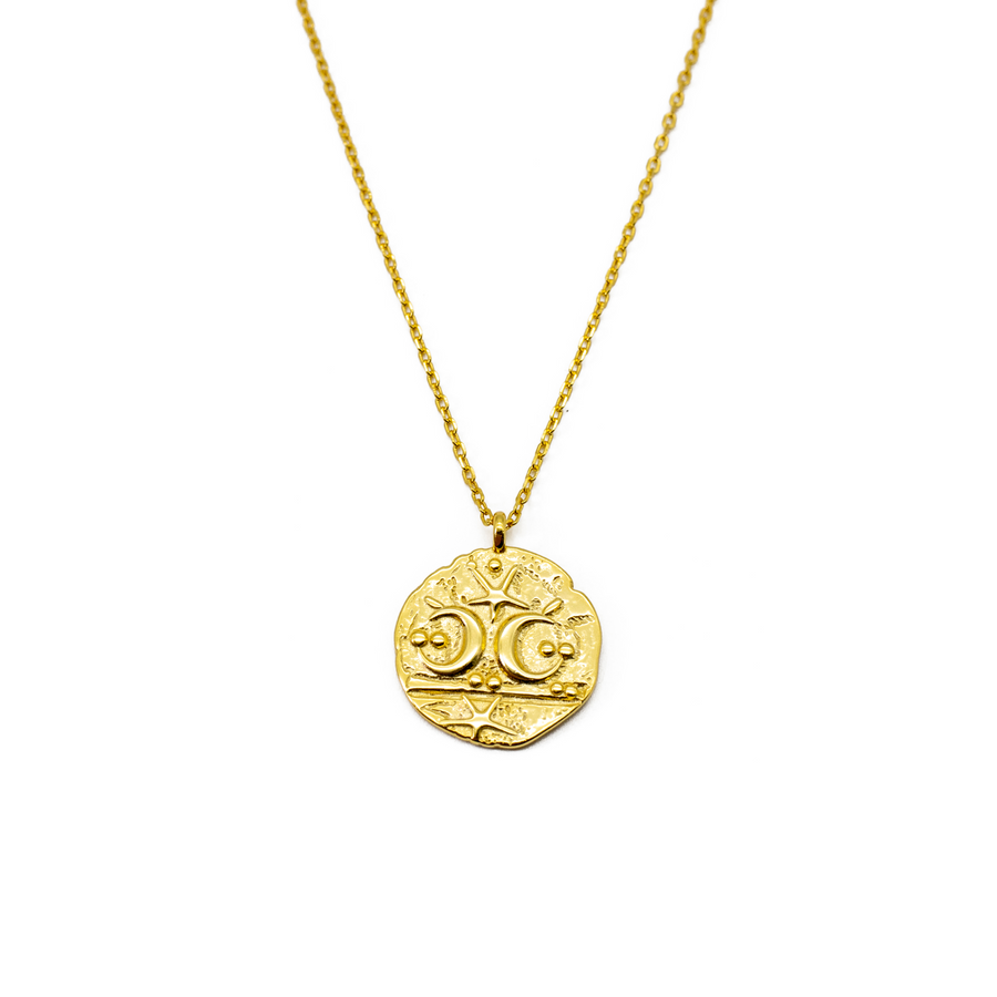 'Zoie' gold necklace with coin pendant made of 925 sterling silver