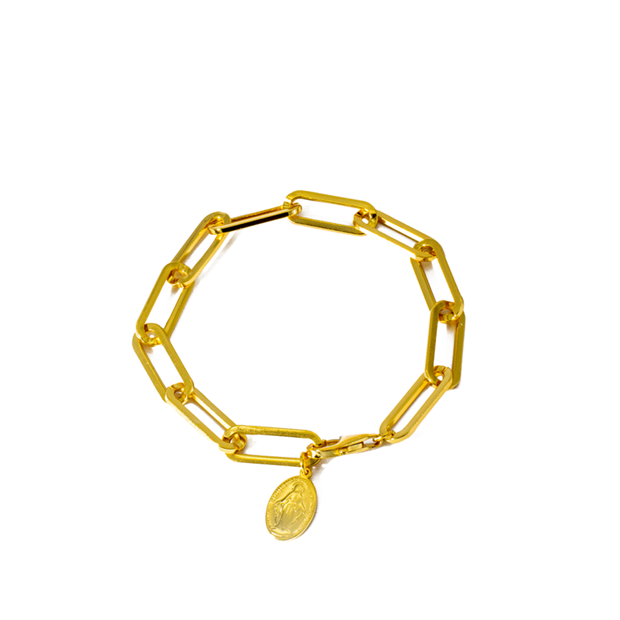 'Agaue' gold bracelet with 925 sterling silver pendant