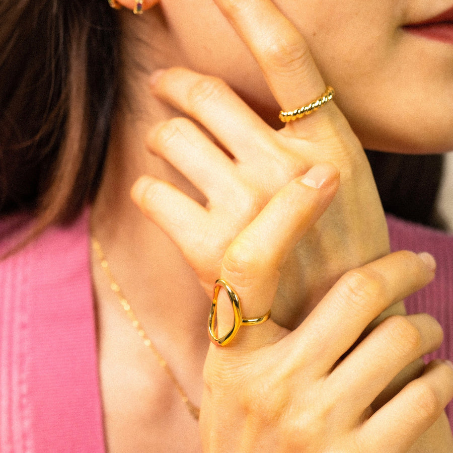 'Roxanne' gold oval ring in sterling silver