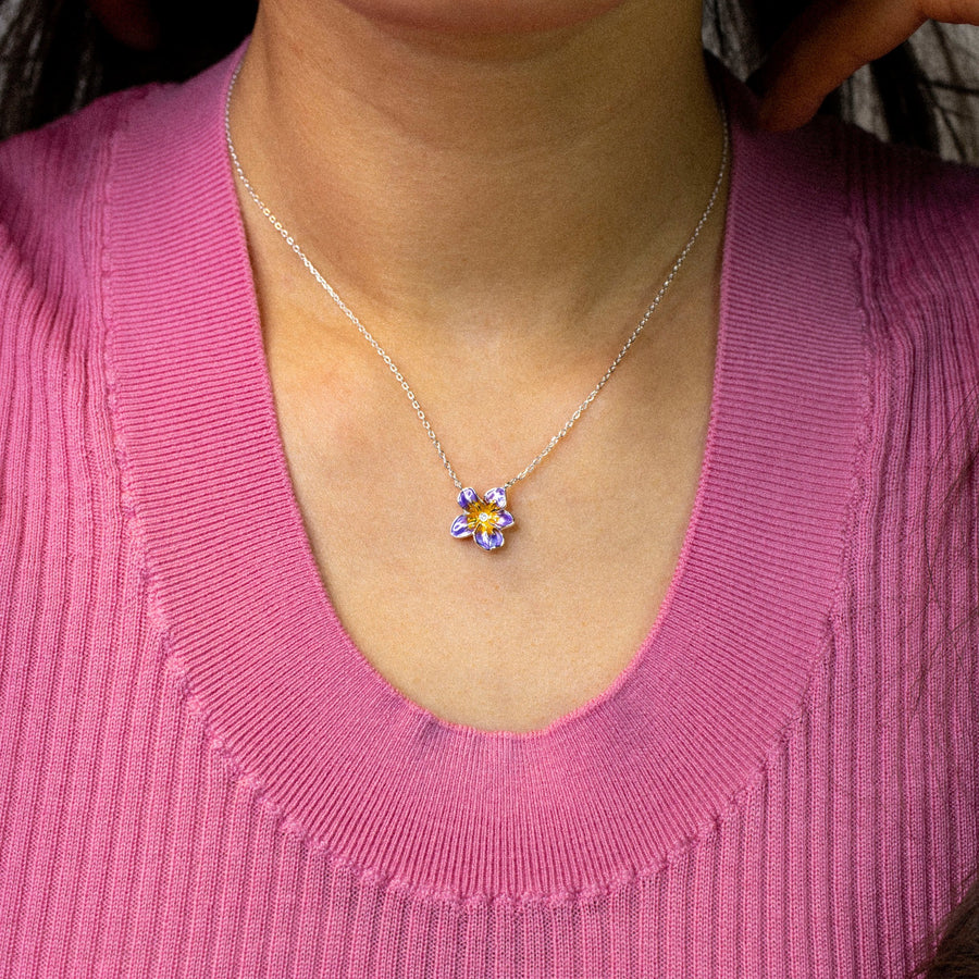 'Mapiri' silver necklace with orchid flower pendant in sterling silver