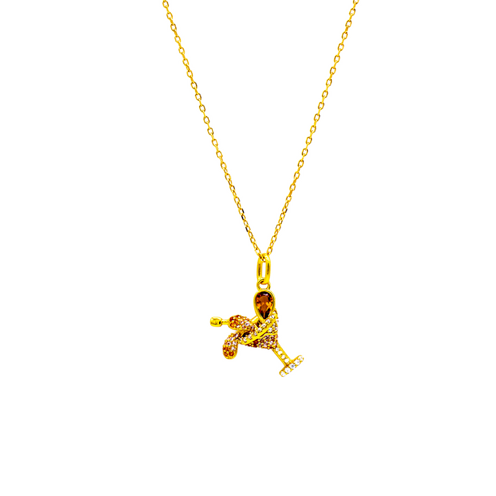 'Madelynn' gold chain with cocktail pendant made of 925 sterling silver