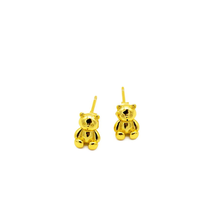 'Kalasin' gold TEDDY BEAR stud earrings in sterling silver