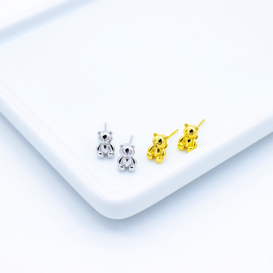 'Kalasin' silver TEDDY BEAR stud earrings in sterling silver