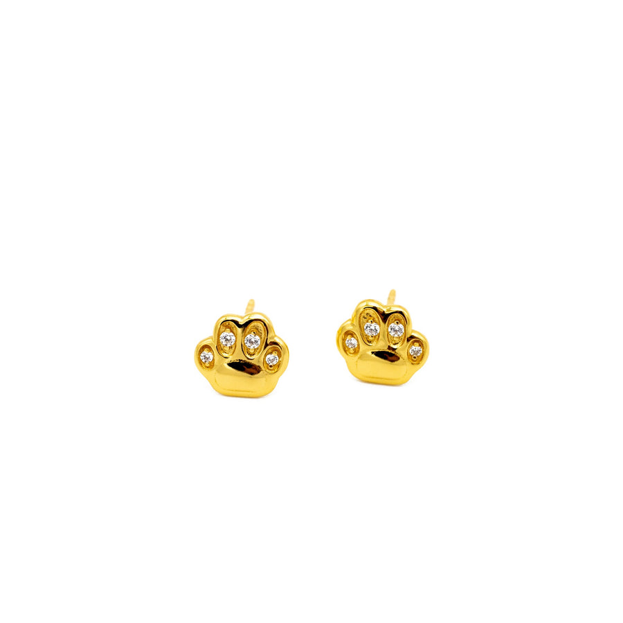 'Sematan' gold cat's paw stud earrings in sterling silver