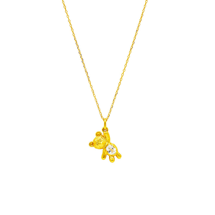 'Benda' gold necklace with sterling silver topaz TEDDY pendant