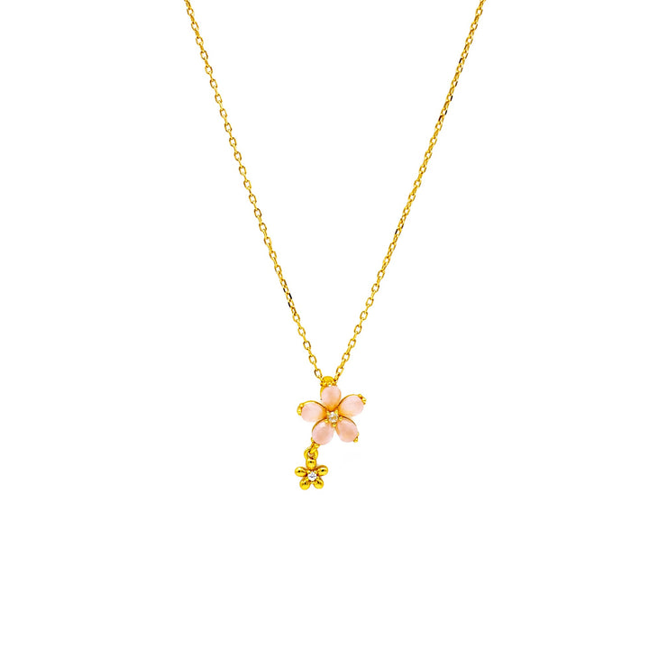 'Serikin' gold necklace with flower pendant made of 925 sterling silver