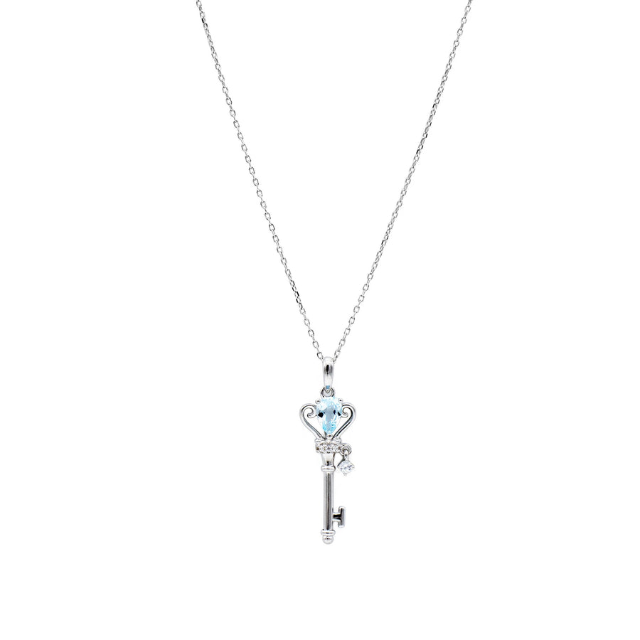 'Dija' silver necklace with key charm in sterling silver