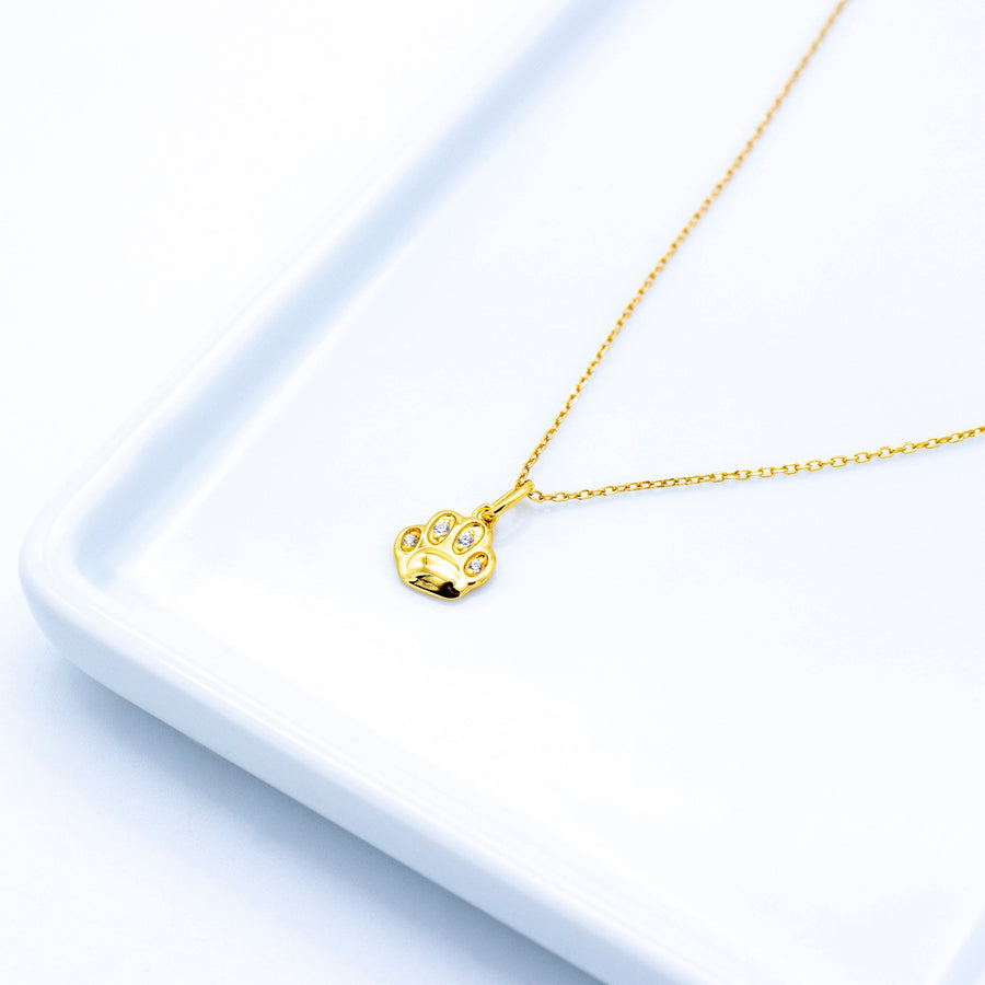 'Sematan' gold cat paw necklace made of 925 sterling silver