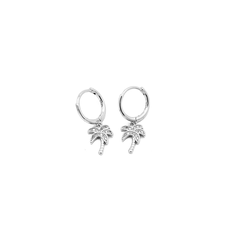 'Daoen' silver palm tree hoop earrings made of 925 sterling silver