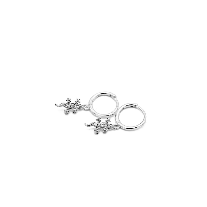 'Longboh' silver hoop earrings gecko earrings zirconia made of sterling silver