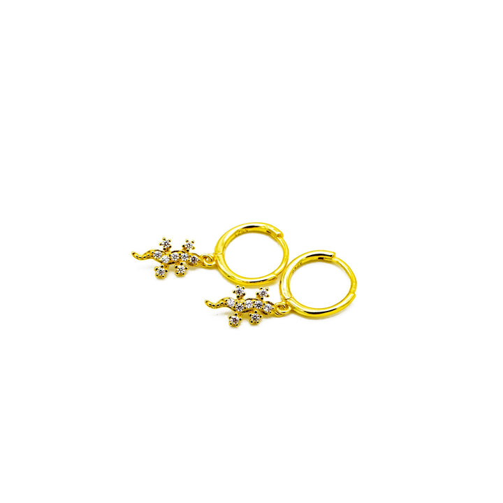 LONGBOH S925 symbolträchtige Gecko Ohrringe mit Zirkonia GOLD