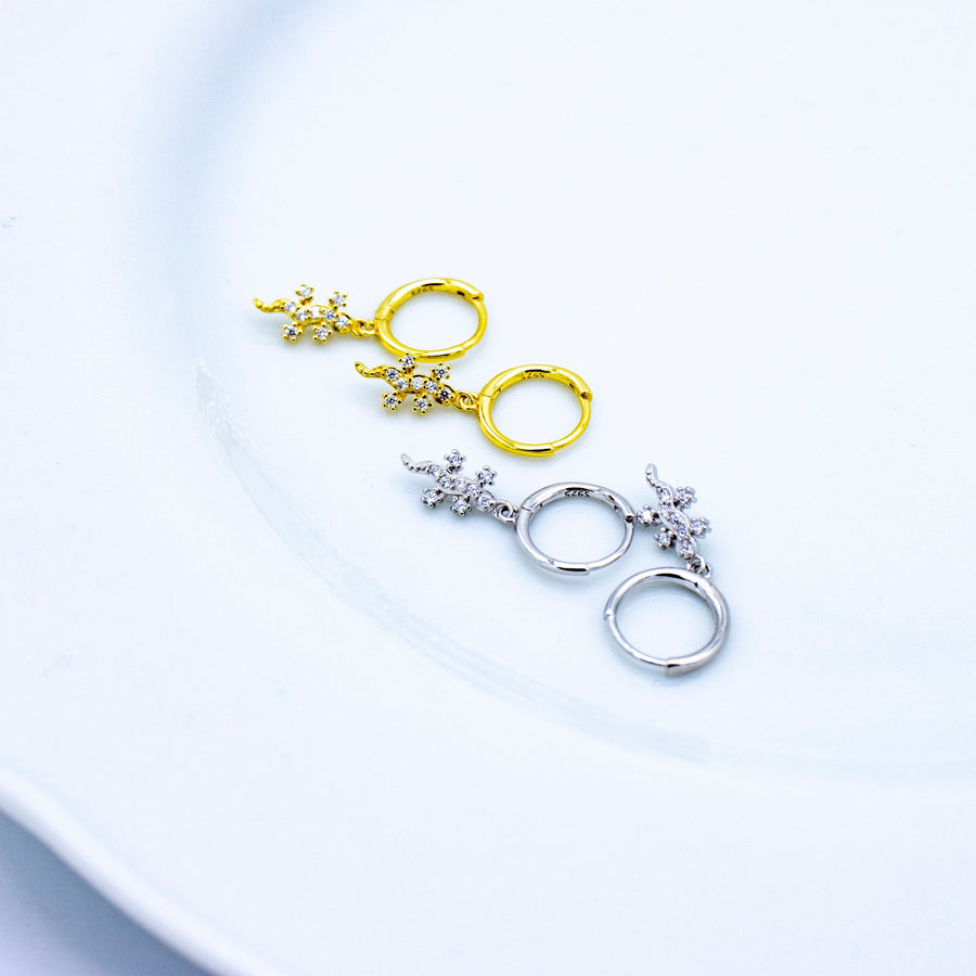 'Longboh' silver hoop earrings gecko earrings zirconia made of sterling silver